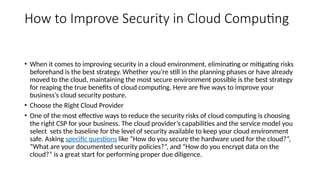 Security Challenges in Cloud Computing and Solutions | PPTX