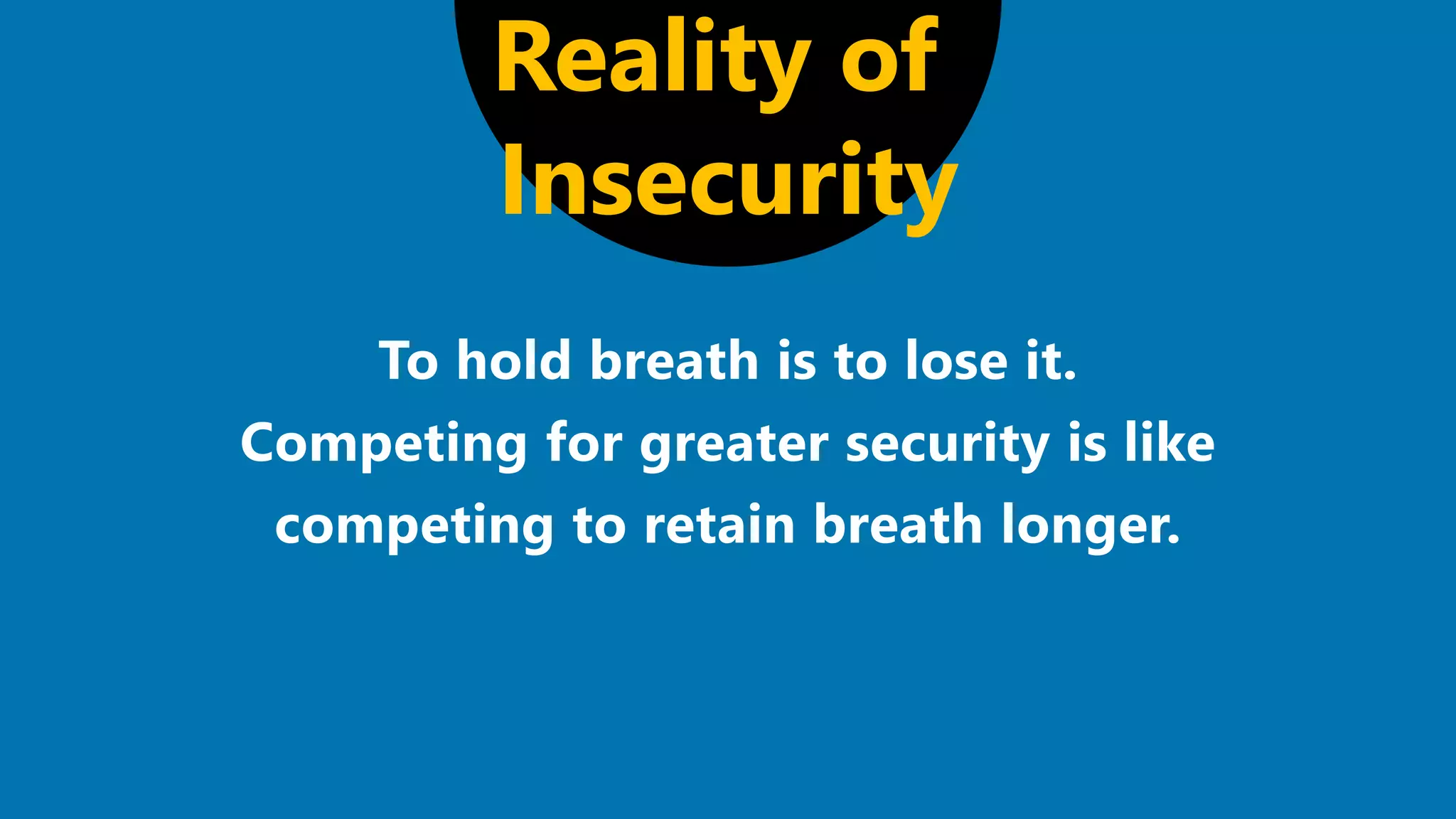 Reality of
Insecurity
 