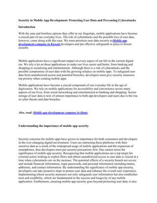 Security in Mobile App Development Protecting User Data and Preventing ...