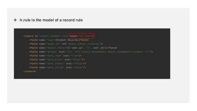  Ir.rule is the model of a record rule
 