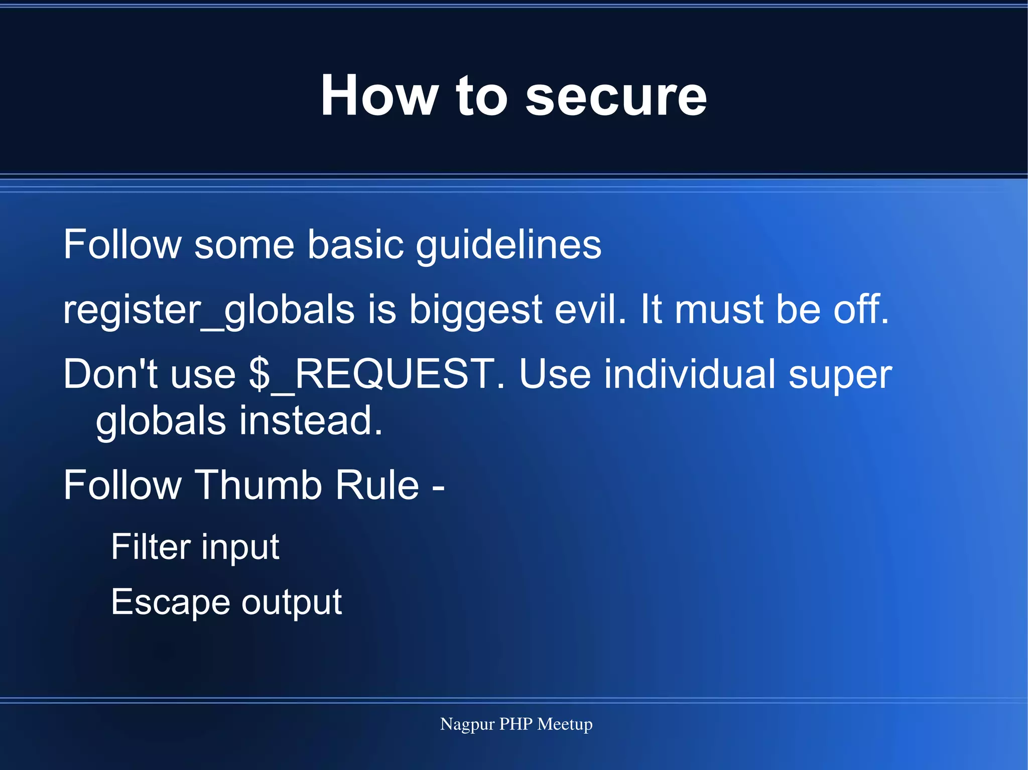 Writing secure web applications 
