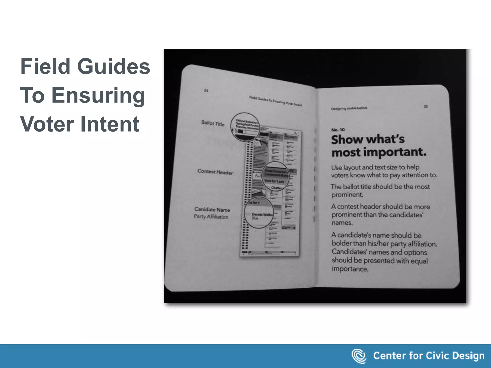 Field Guides 
To Ensuring 
Voter Intent 
 