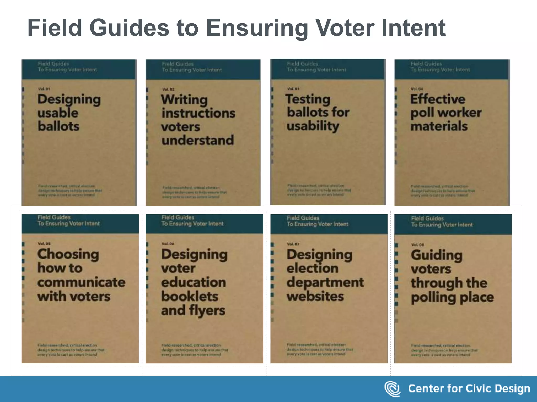 Field Guides to Ensuring Voter Intent 
 