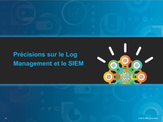 © 2015 IBM Corporation13
Précisions sur le Log
Management et le SIEM
 