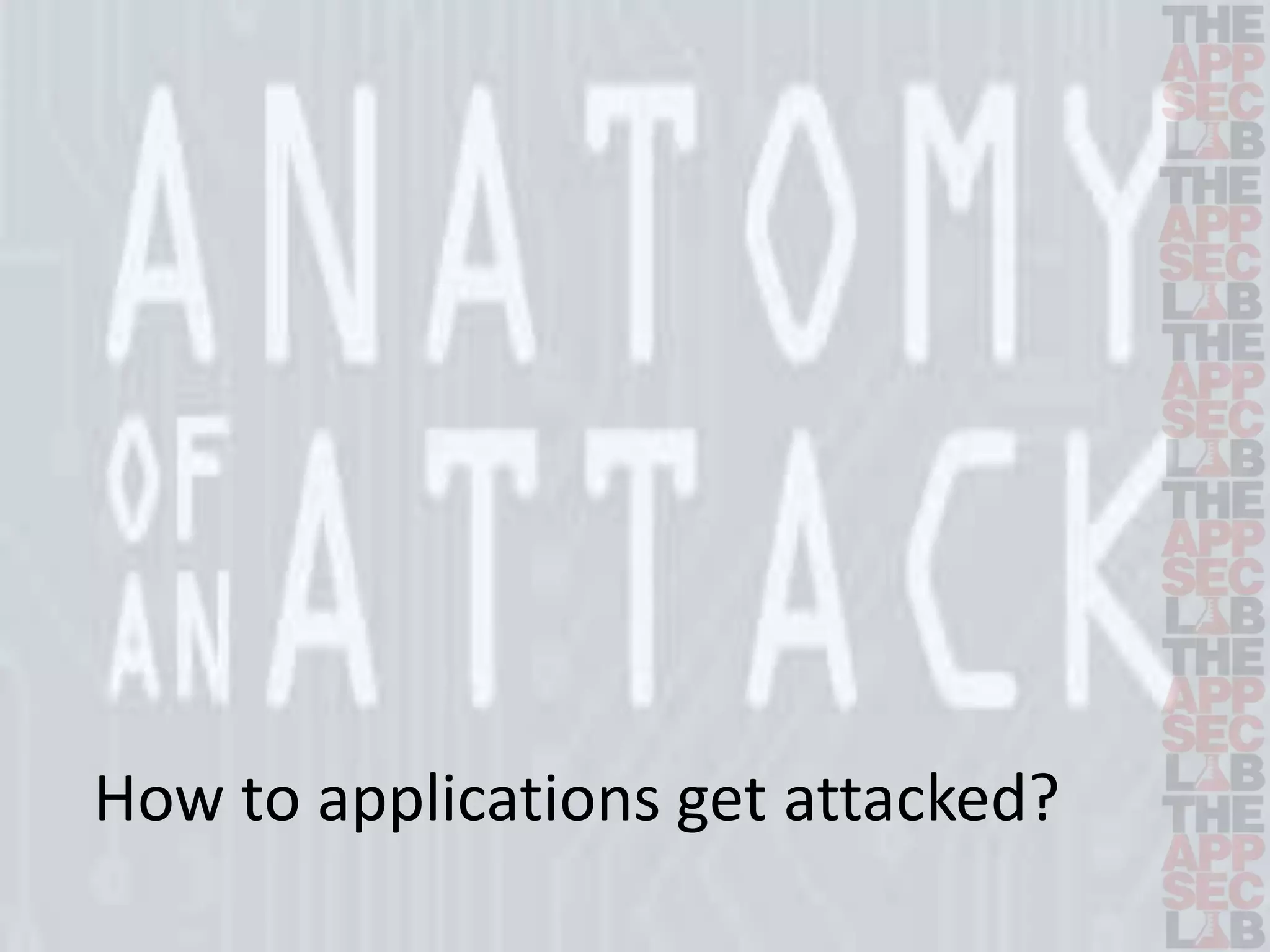 How to applications get attacked? 
 