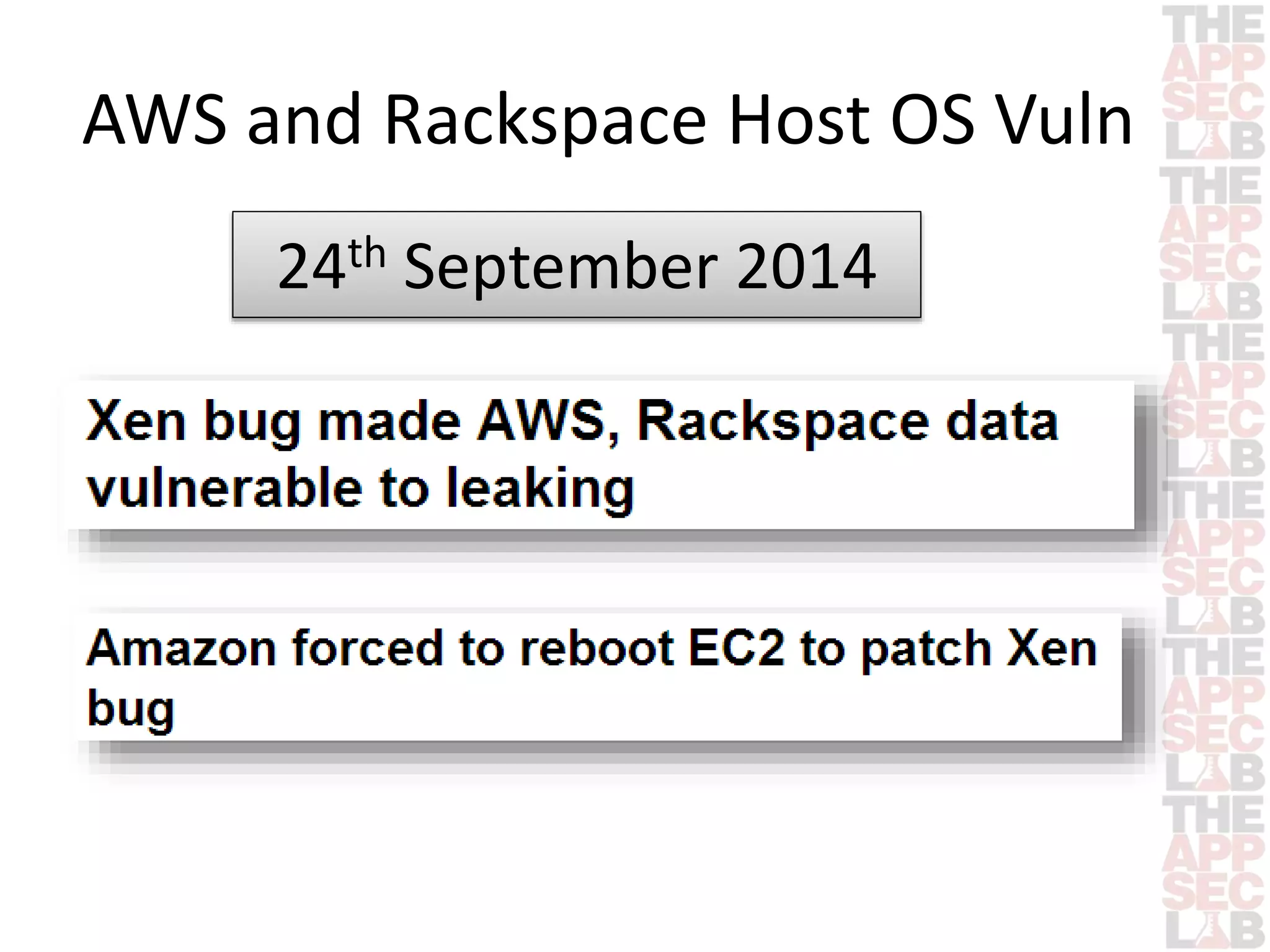 AWS and Rackspace Host OS Vuln 
24th September 2014 
 
