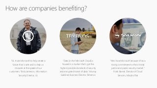 "Data [in the Microsoft Cloud] is
housed in a bunker that's got the
highest possible standards of security
and encrypted t...