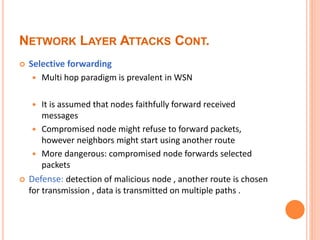 Security issues and attacks in wireless sensor networks | PPTX
