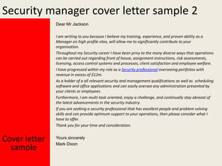 Security manager cover letter | PPTX | Resume Writing and Advice | Job ...