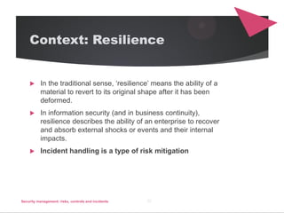 Security managment risks, controls and incidents | PDF