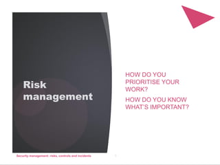 Security managment risks, controls and incidents | PDF