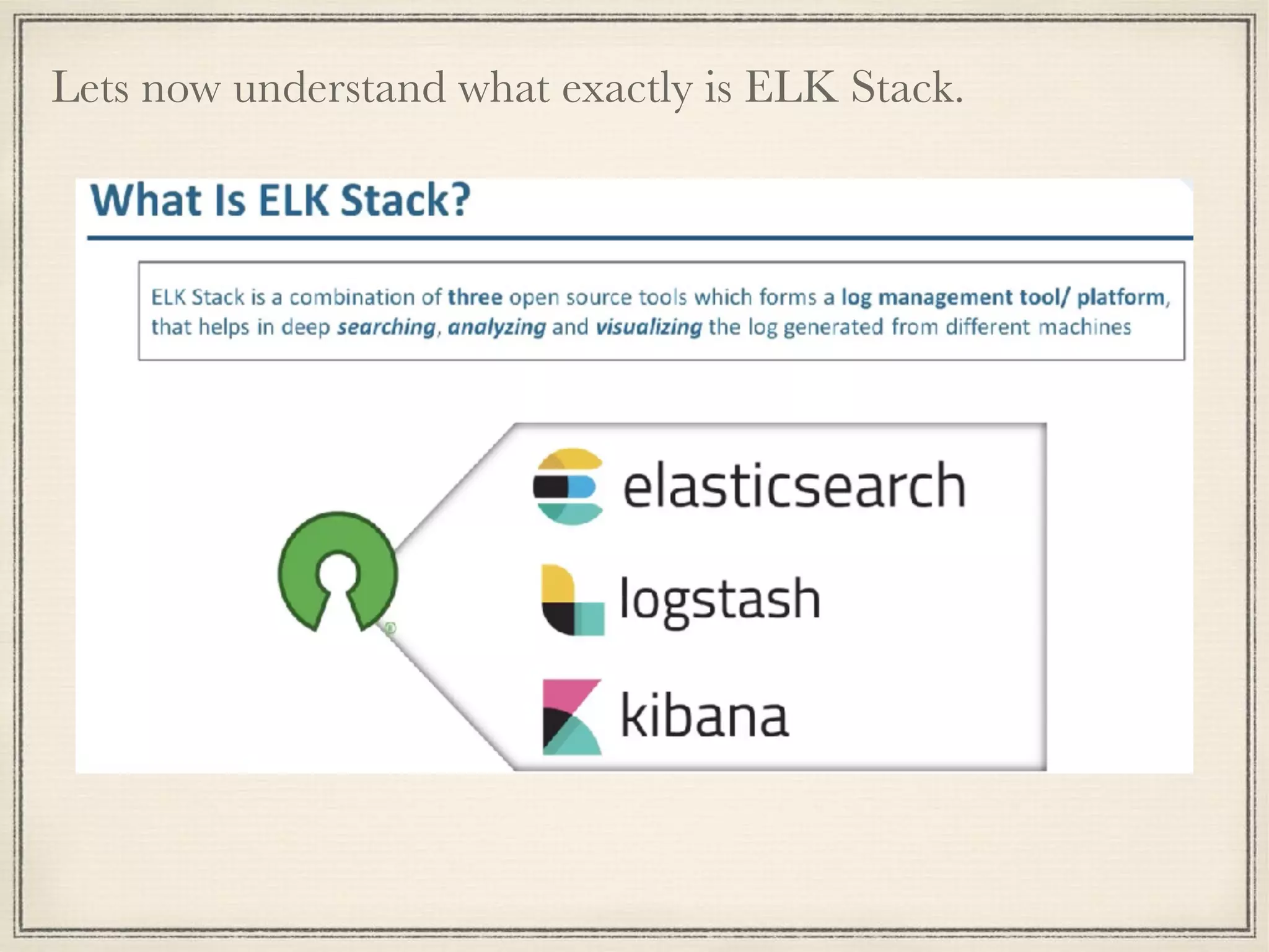Lets now understand what exactly is ELK Stack.
 