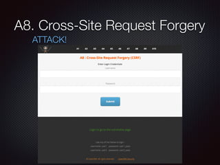 A8. Cross-Site Request Forgery
ATTACK!
 