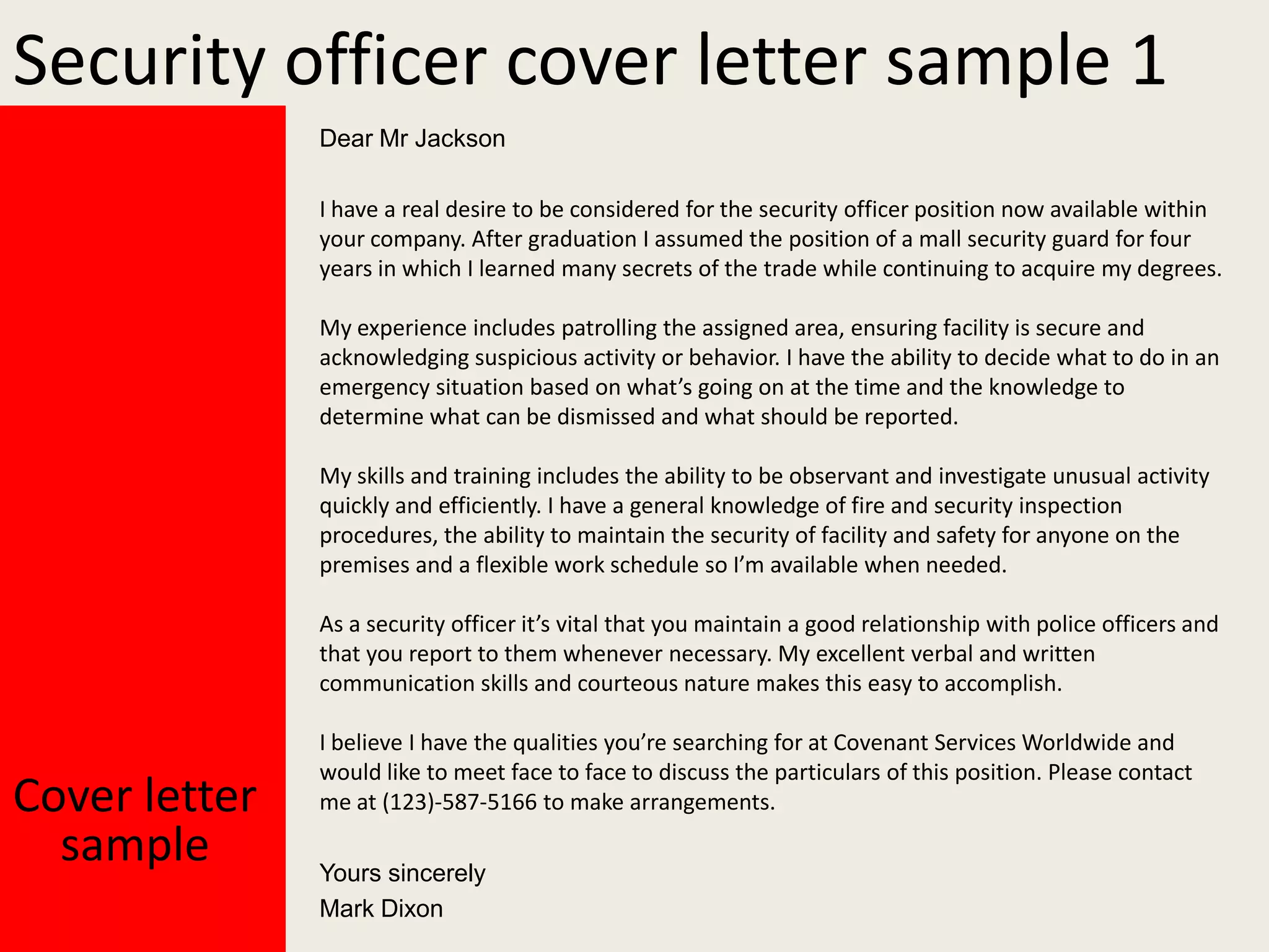 Security officer cover letter | PPTX