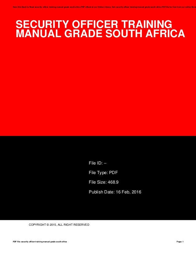 Security officer training manual grade south africa