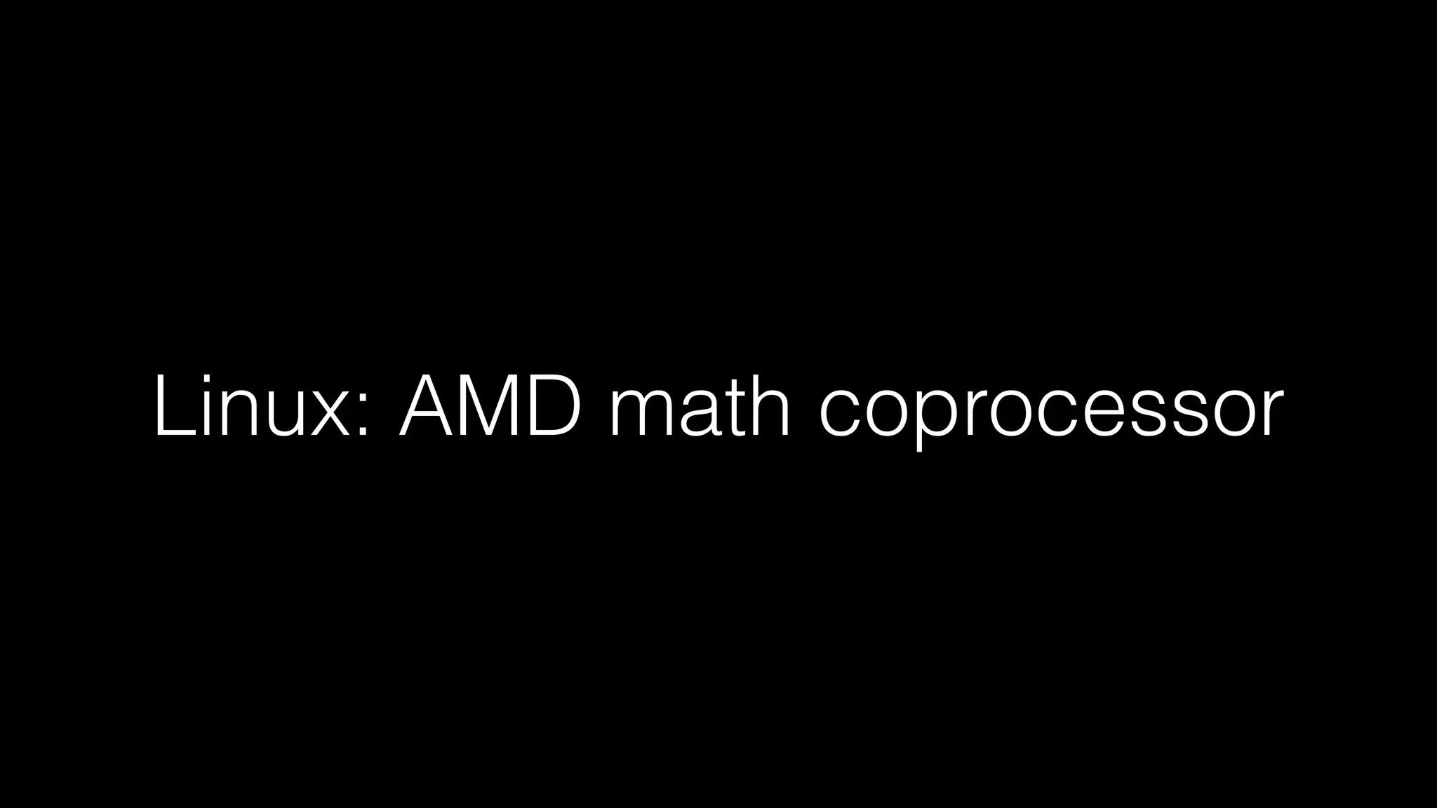 Linux: AMD math coprocessor 
 