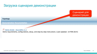 Cisco Confidential 16© 2013-2014 Cisco and/or its affiliates. All rights reserved.
Загрузка сценария демонстрации
Сценарий для
демонстрации
 