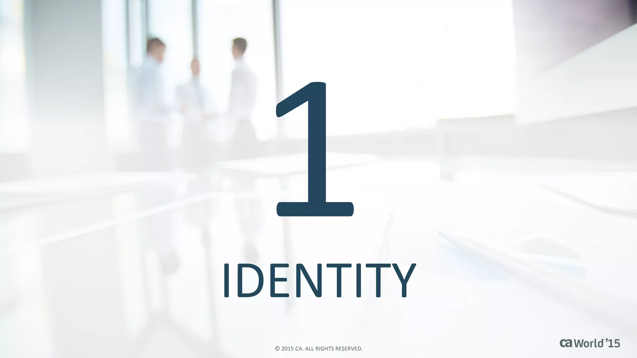 13 © 2015 CA. ALL RIGHTS RESERVED.
IDENTITY
© 2015 CA. ALL RIGHTS RESERVED.
 