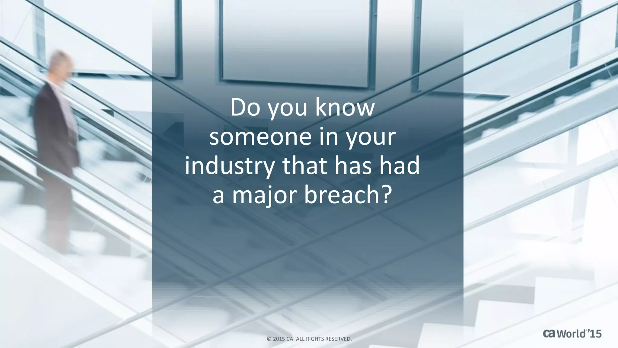 Do you know
someone in your
industry that has had
a major breach?
© 2015 CA. ALL RIGHTS RESERVED.
 