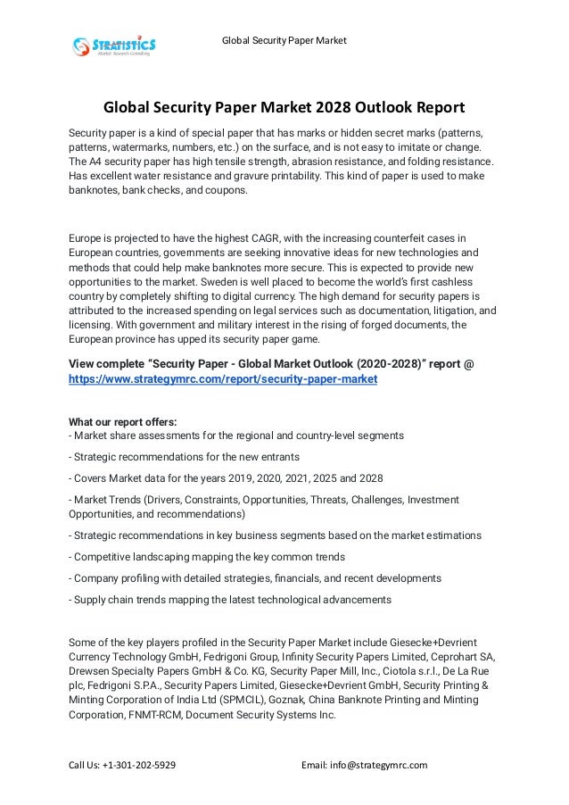 Security Paper Industry Report Analysis By opportunities
