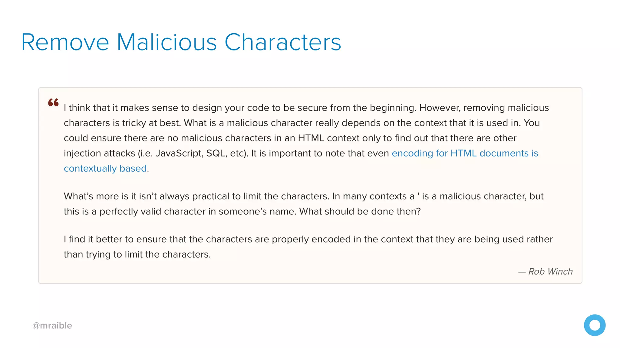 @mraible Remove Malicious Characters 