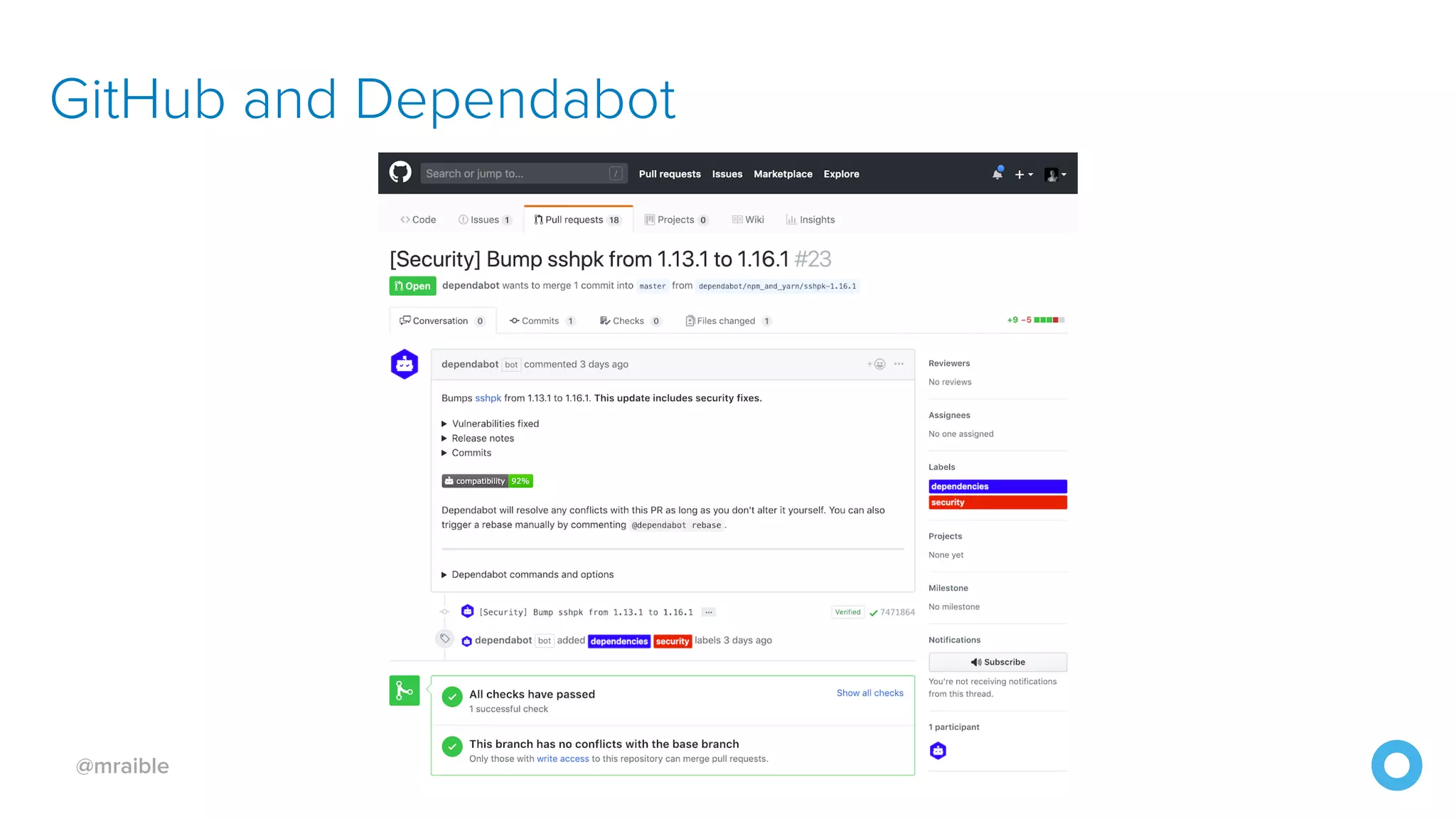 @mraible GitHub and Dependabot 