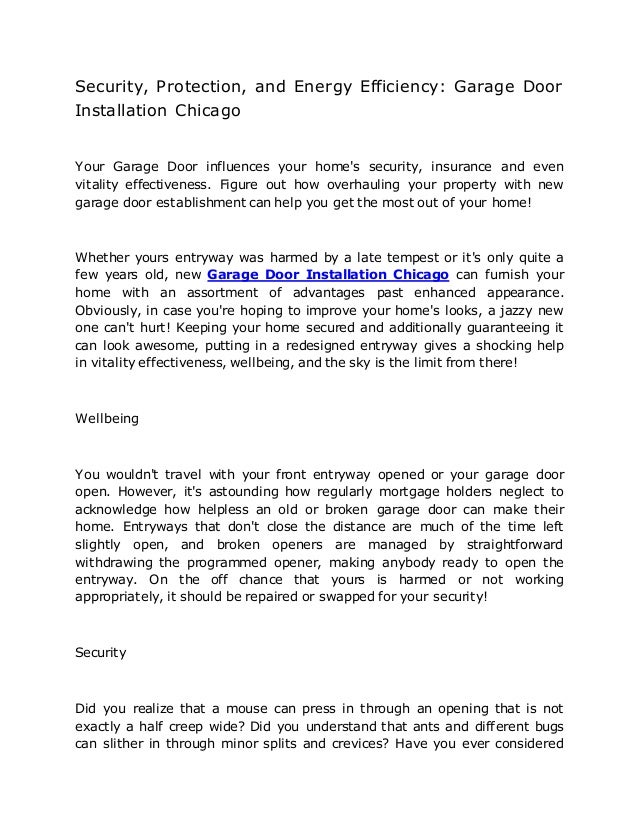 Security Protection And Energy Efficiency Garage Door Installation