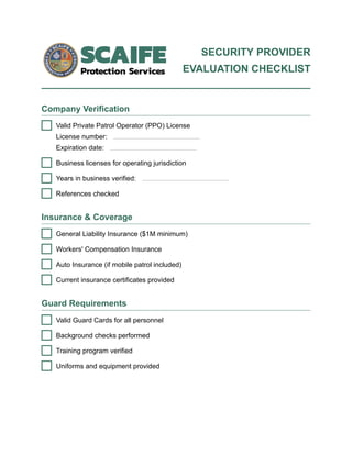 Security Provider Evaluation Checklist - Scaife Protection Services.pdf
