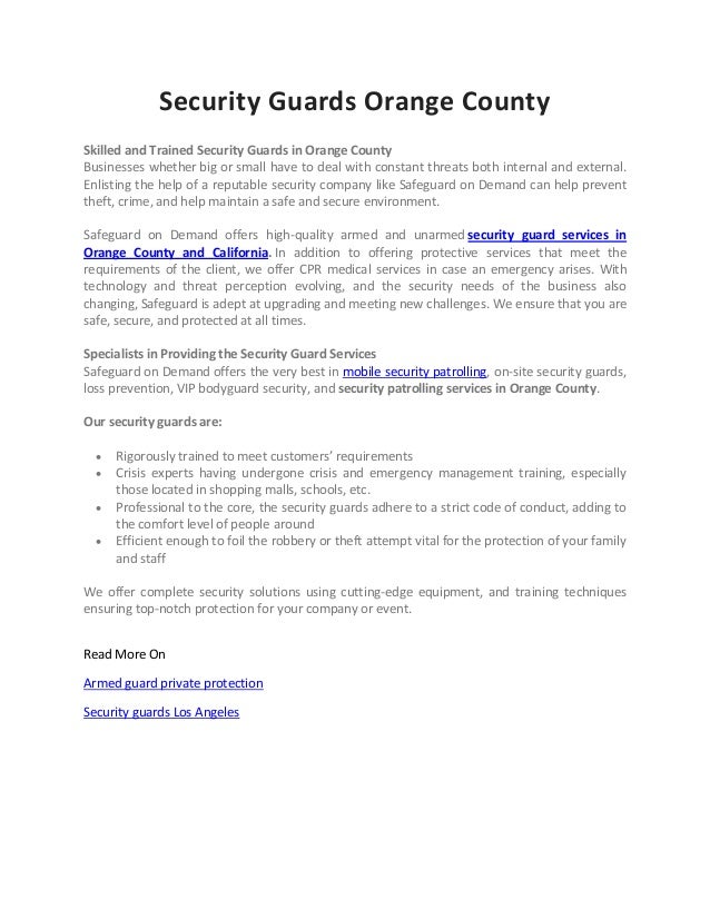 Security Guards Orange County Security Guards Orange County