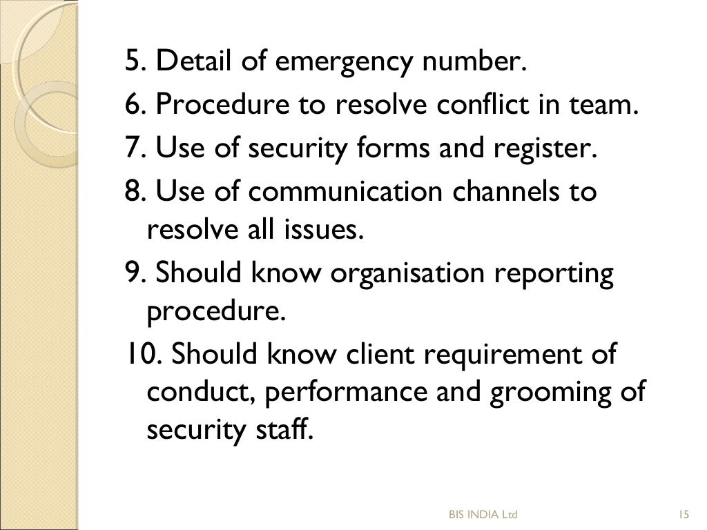 SOP of Security supervisor