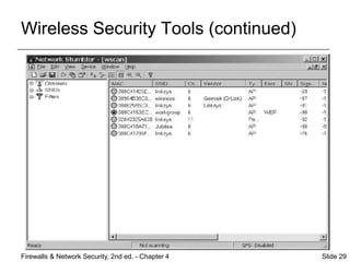 Wireless Security Tools (continued)
Firewalls & Network Security, 2nd ed. - Chapter 4 Slide 29
 