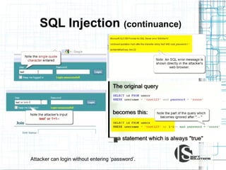 SQL Injection (continuance)

Attacker can login without entering ‘password’.

 