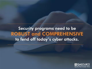 Security programs need to be
ROBUST and COMPREHENSIVE
to fend off today’s cyber attacks.
 