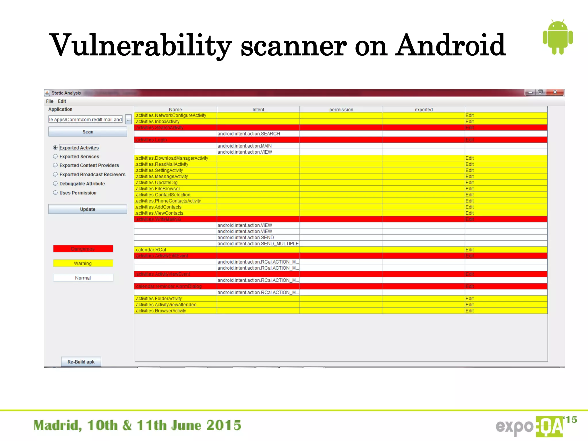 Vulnerability scanner on Android
 