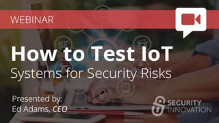 Risk-Based Testing
for IoT Systems
Ed Adams
11 June 2019
 