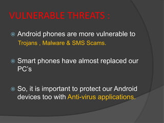 Security threats in Android OS + App Permissions | PPTX