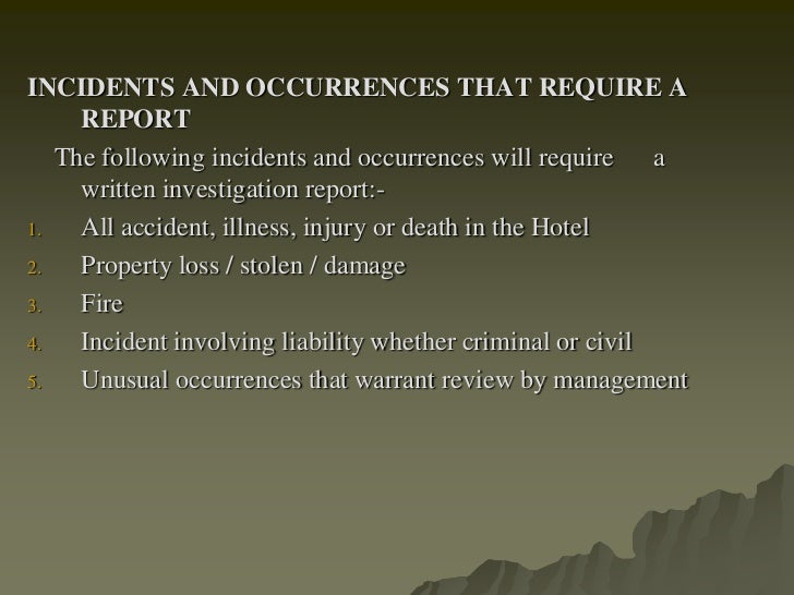 security training incident investigation and report writing ppt unusual incident injury report
