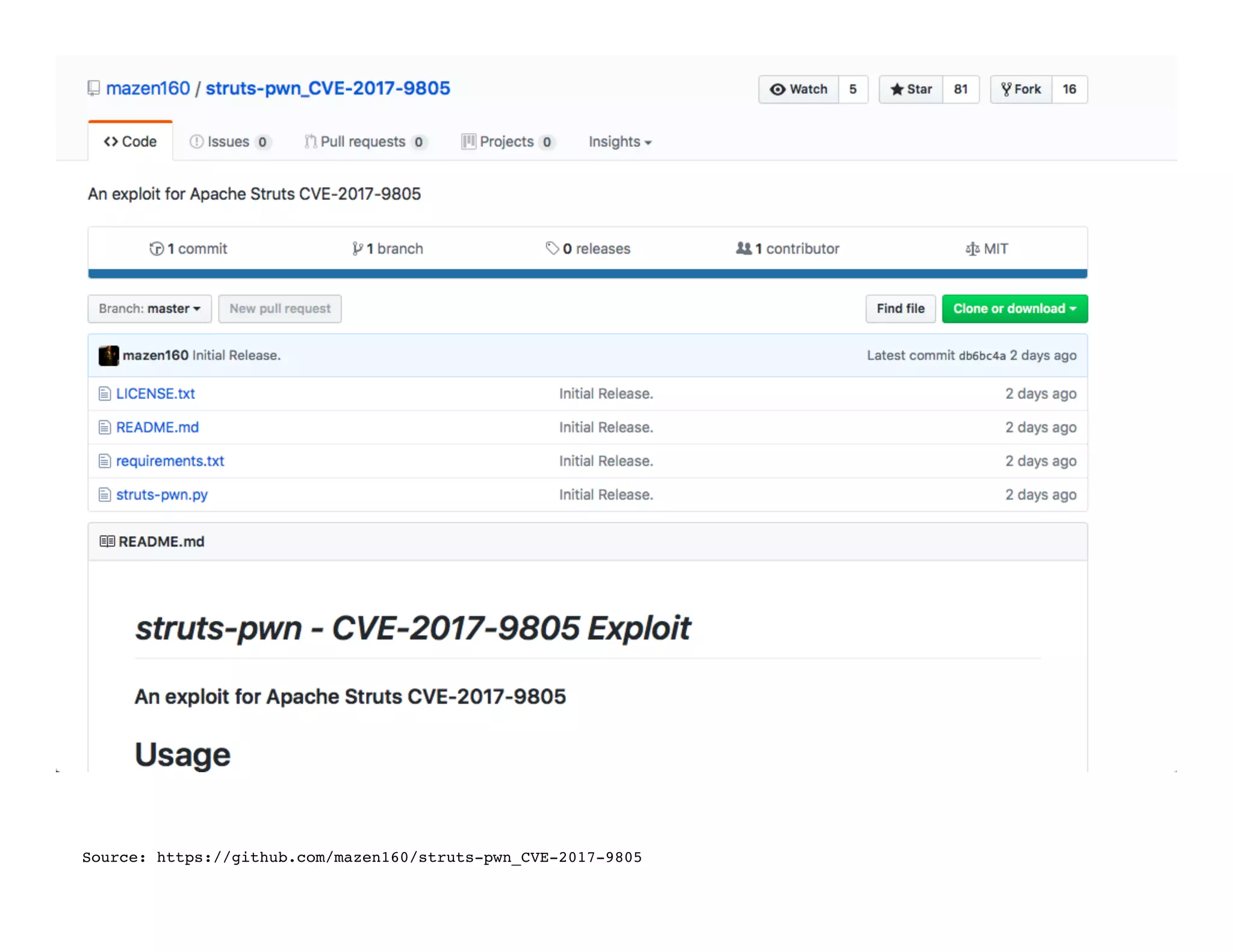 Source: https://github.com/mazen160/struts-pwn_CVE-2017-9805
 