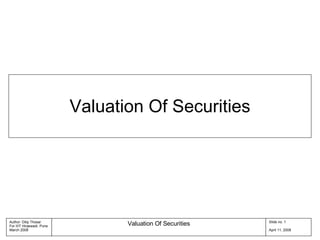 Valuation Of Securities 