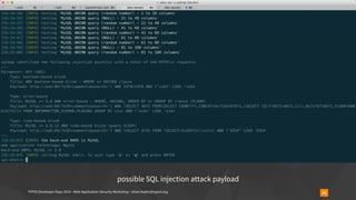 TYPO3 Developer Days 2019 - Web Application Security Workshop - oliver.hader@typo3.org 40
possible SQL injection attack payload
 