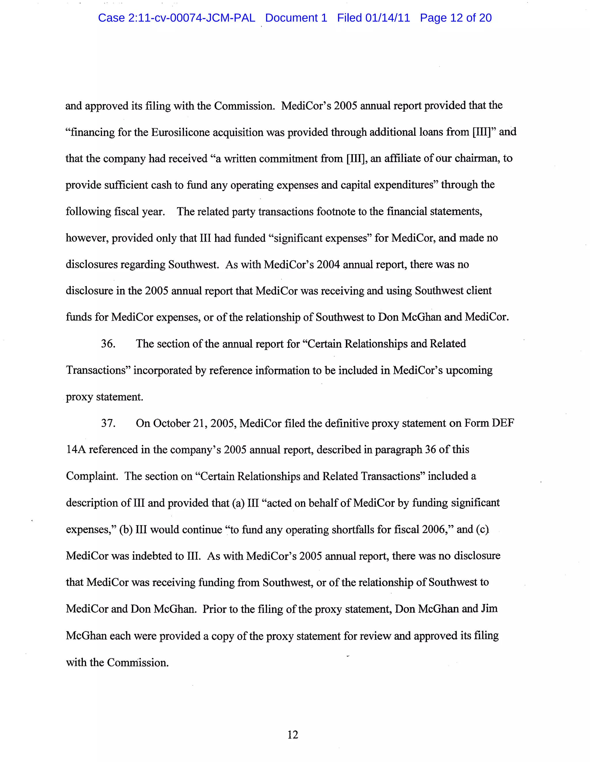 Case 2:11-cv-00074-JCM-PAL Document 1 Filed 01/14/11 Page 12 of 20
 