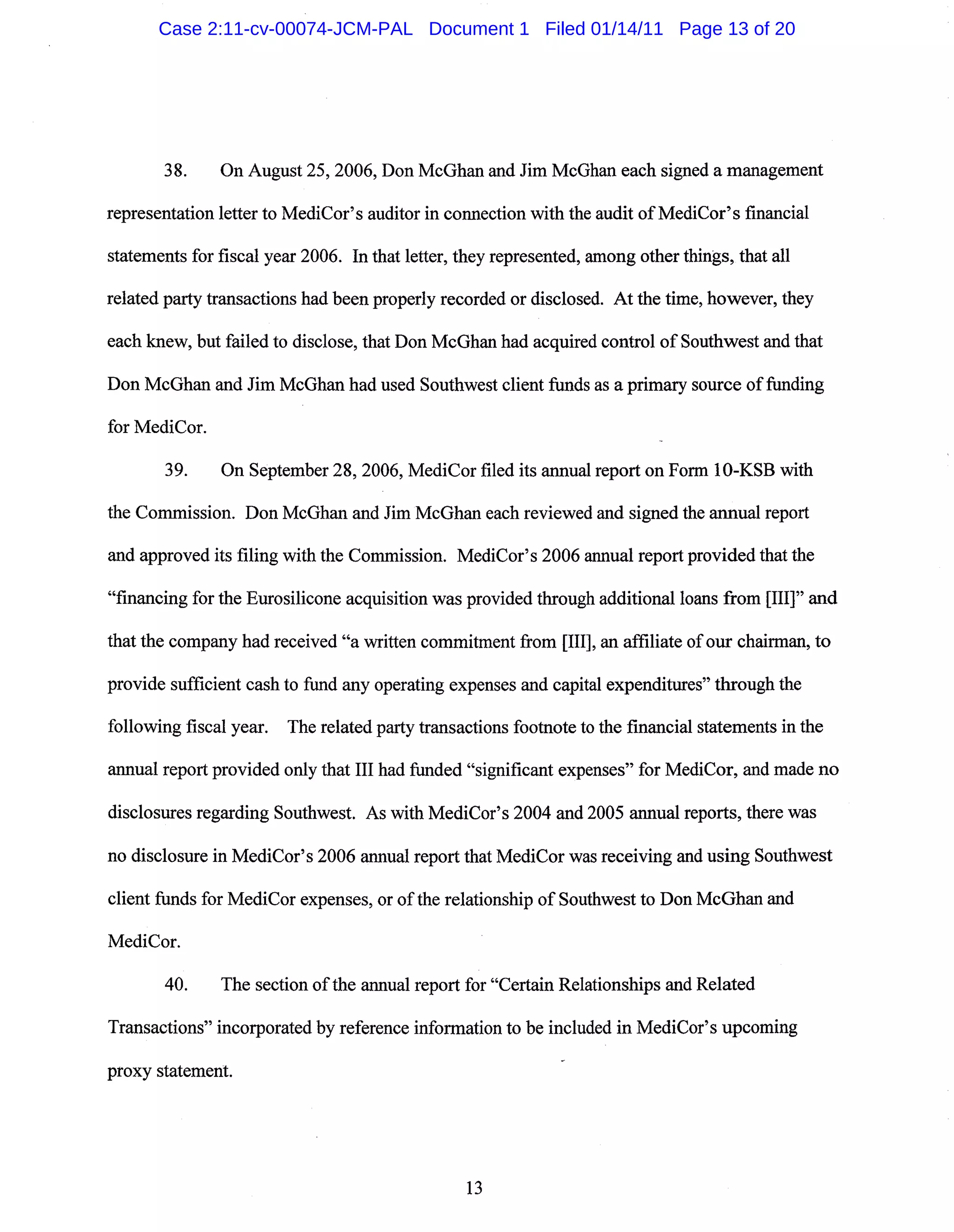 Case 2:11-cv-00074-JCM-PAL Document 1 Filed 01/14/11 Page 13 of 20
 