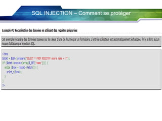 SQL INJECTION – Comment se protéger

 