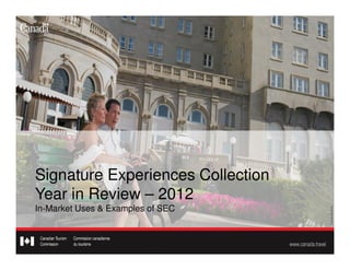 Signature Experiences Collection
Year in Review – 2012
In-Market Uses & Examples of SEC
 