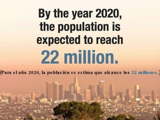 (Para el año 2020, la población se estima que alcance los  22 millones. ) 