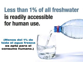 (Menos del 1% de
toda el agua fresca
  es apta para el
consumo humano.)
 