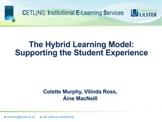 The Hybrid Learning Model: Supporting the Student Experience Colette Murphy, Vilinda Ross,  Áine MacNeill  