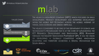 Skills Development
Product Development
Enterprise Development
@mlabsa @derrickkotze
 